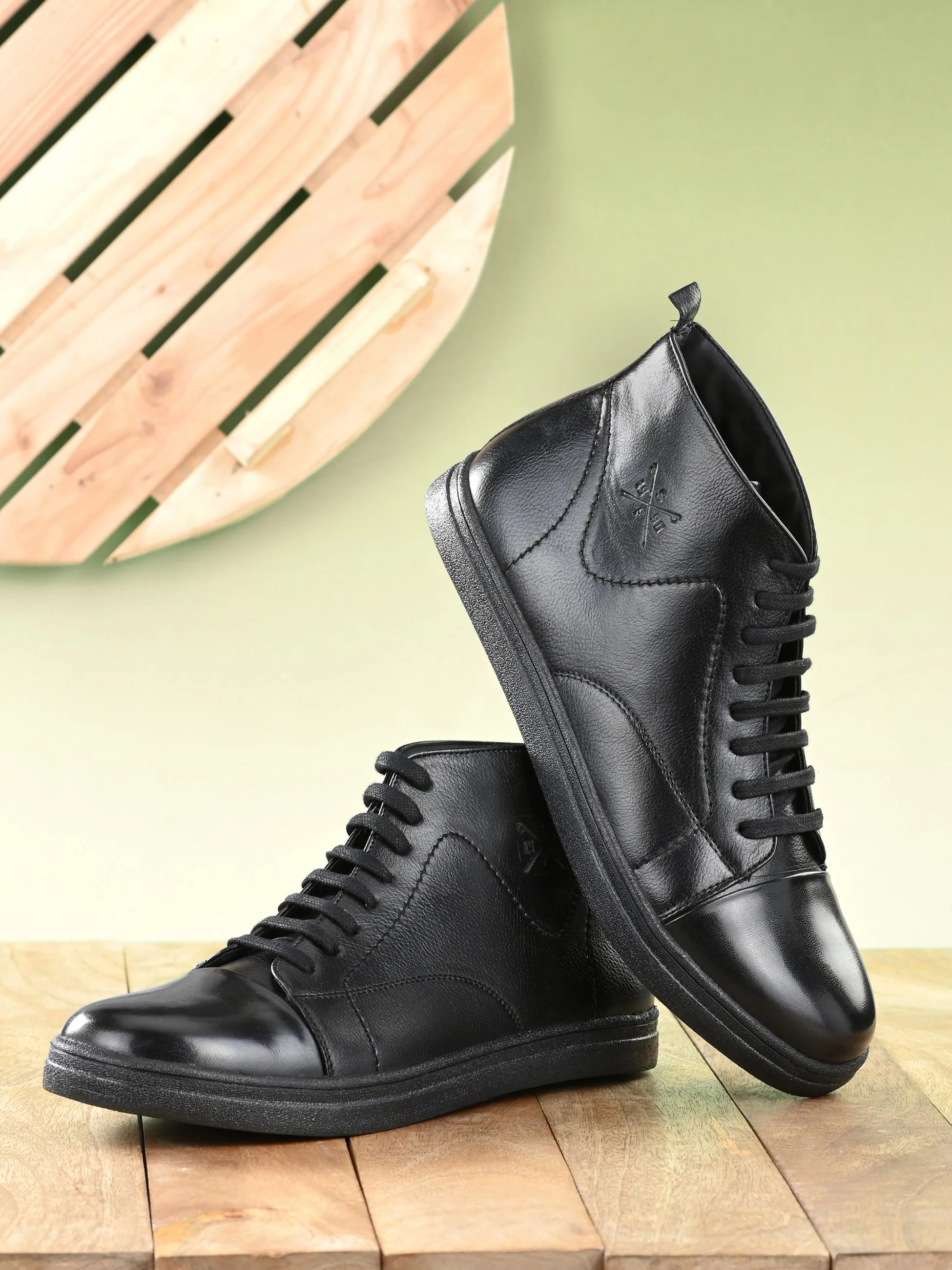 Phoenix Black Mid-Ankle Sneakers