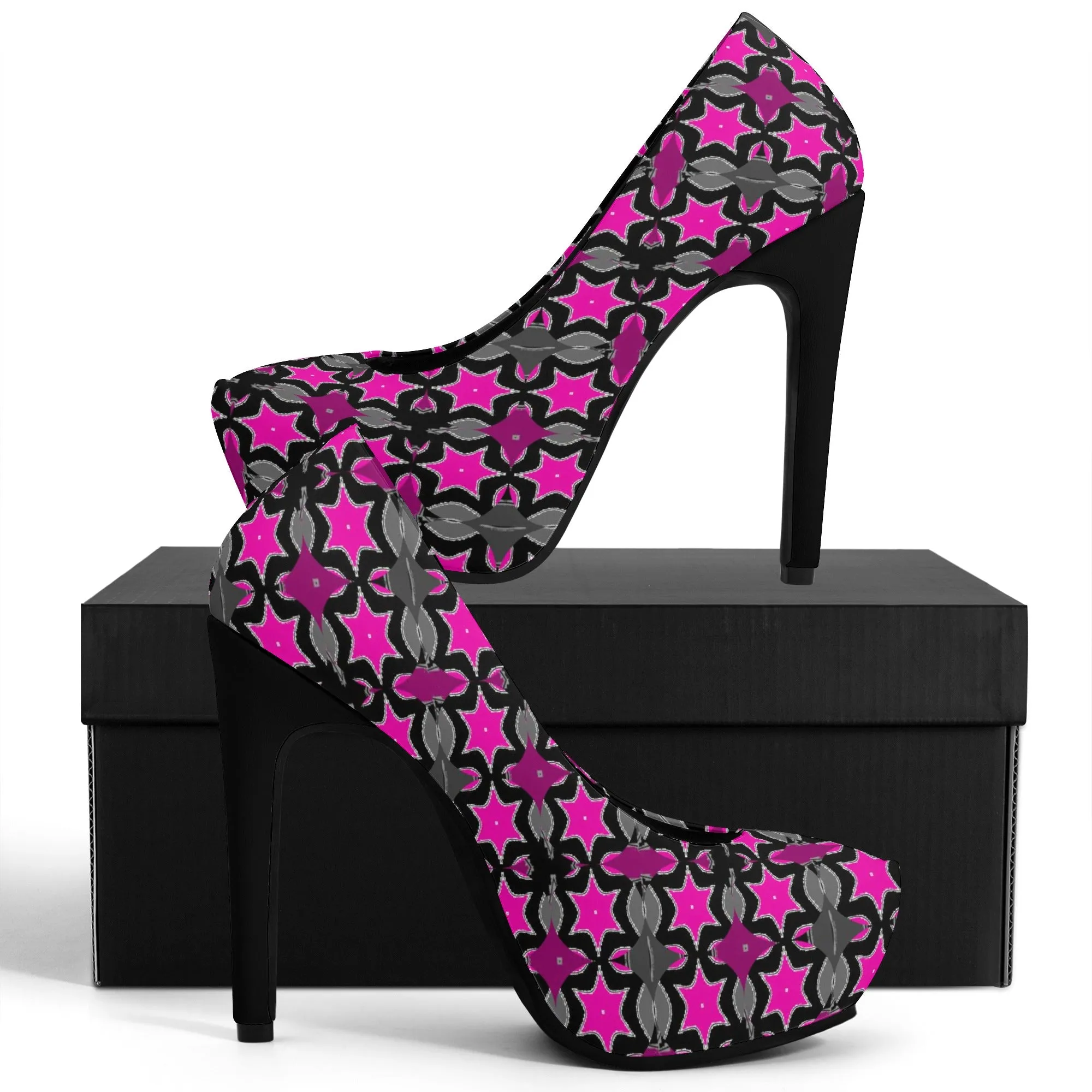 Pink Star Women Platform Pumps 5 Inch High Heels