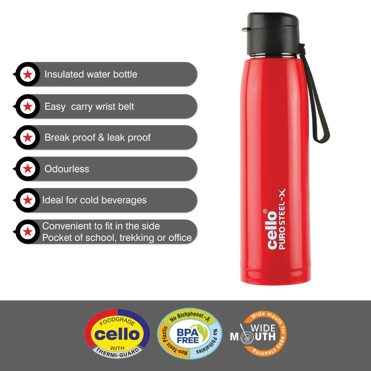 Puro Steel-X Cooper 900 Water Bottle, 740ml