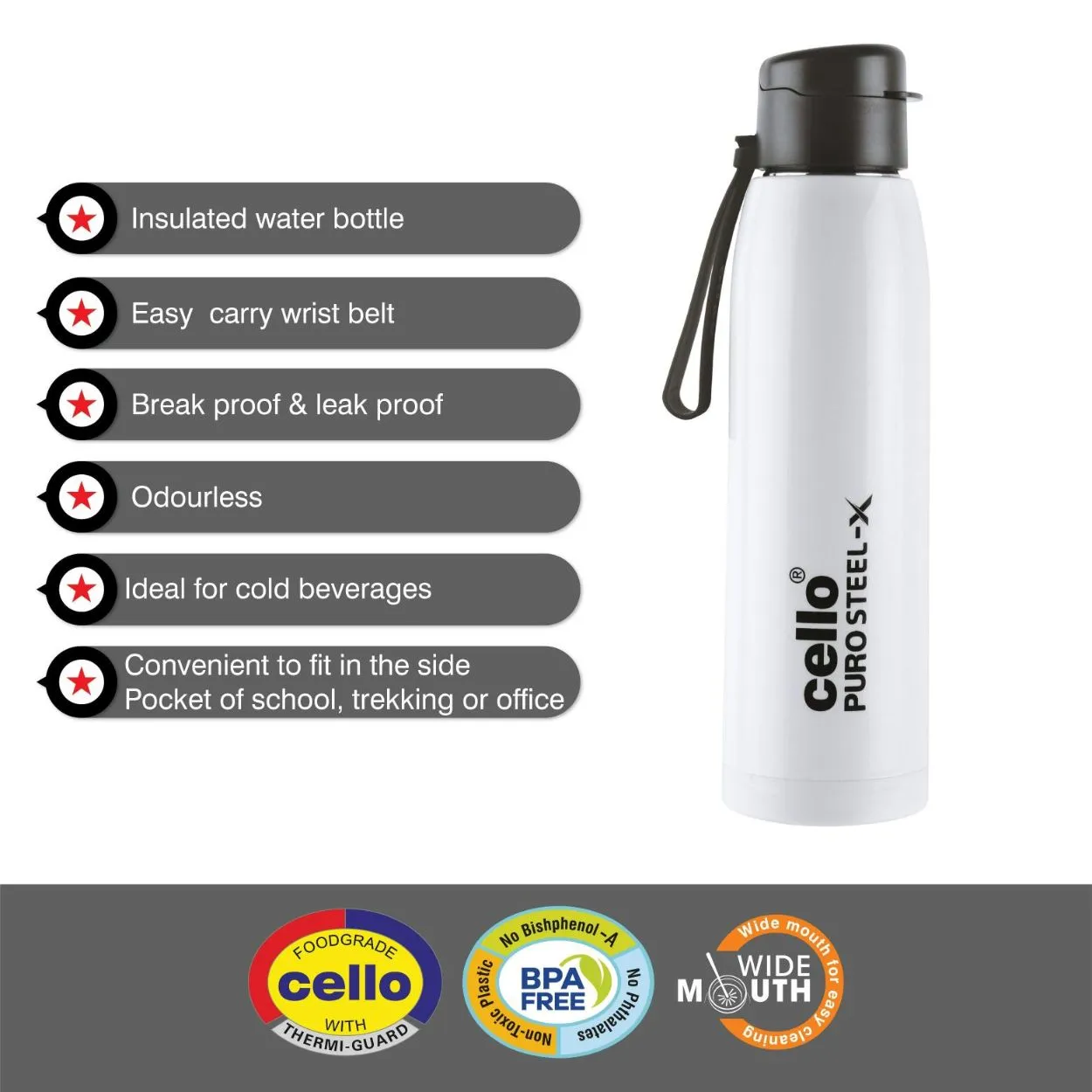 Puro Steel-X Cooper 900 Water Bottle, 740ml