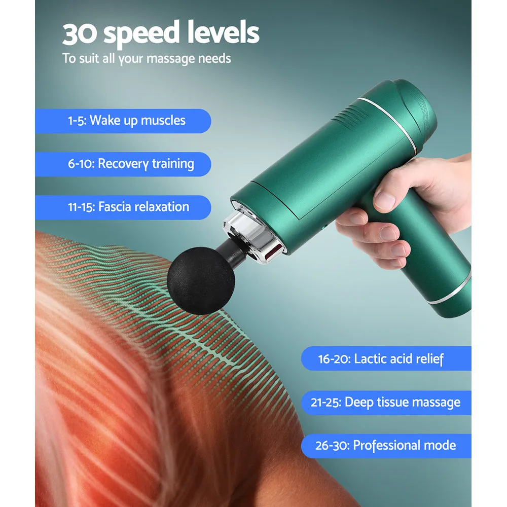 Quiet 30-Speed Massage Gun 6 Heads with LED - Everfit