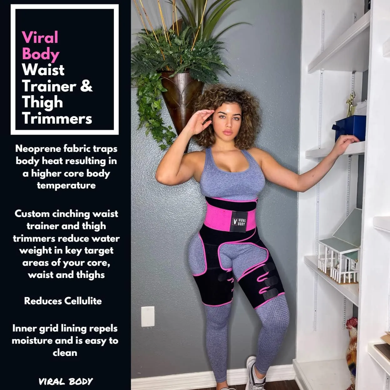 "Experience Body Transformation with the Premium 3-in-1 Waist Trainer and Thigh Trimmer for Effective Weight Loss and Enhanced Perspiration!"