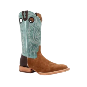 Rocky Boot Unisex Durango Collection Roughout Western Whiskey Tobacco And Aqua Boot