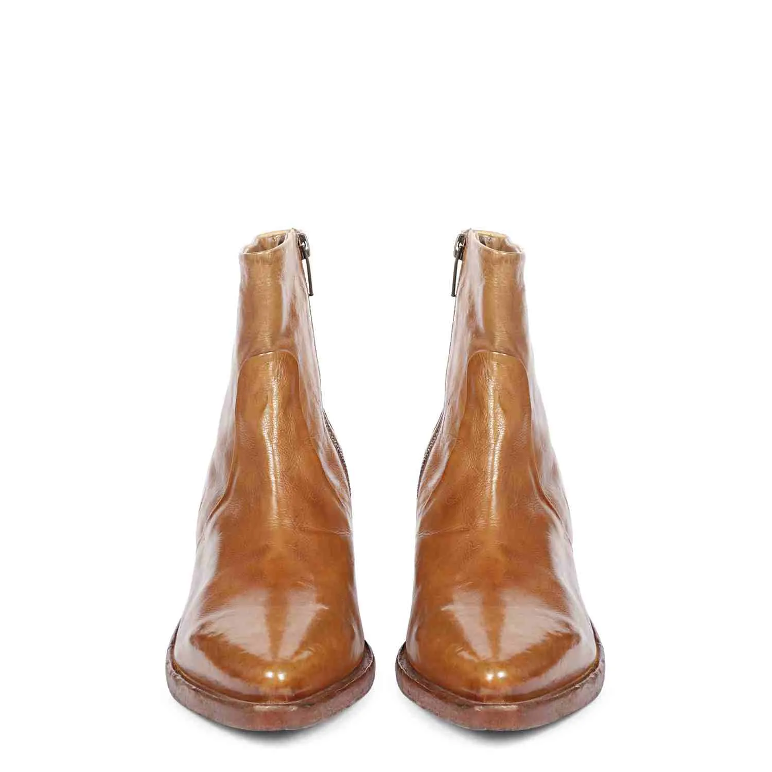 Saint Emelia Tan Leather Washed Ankle Boot