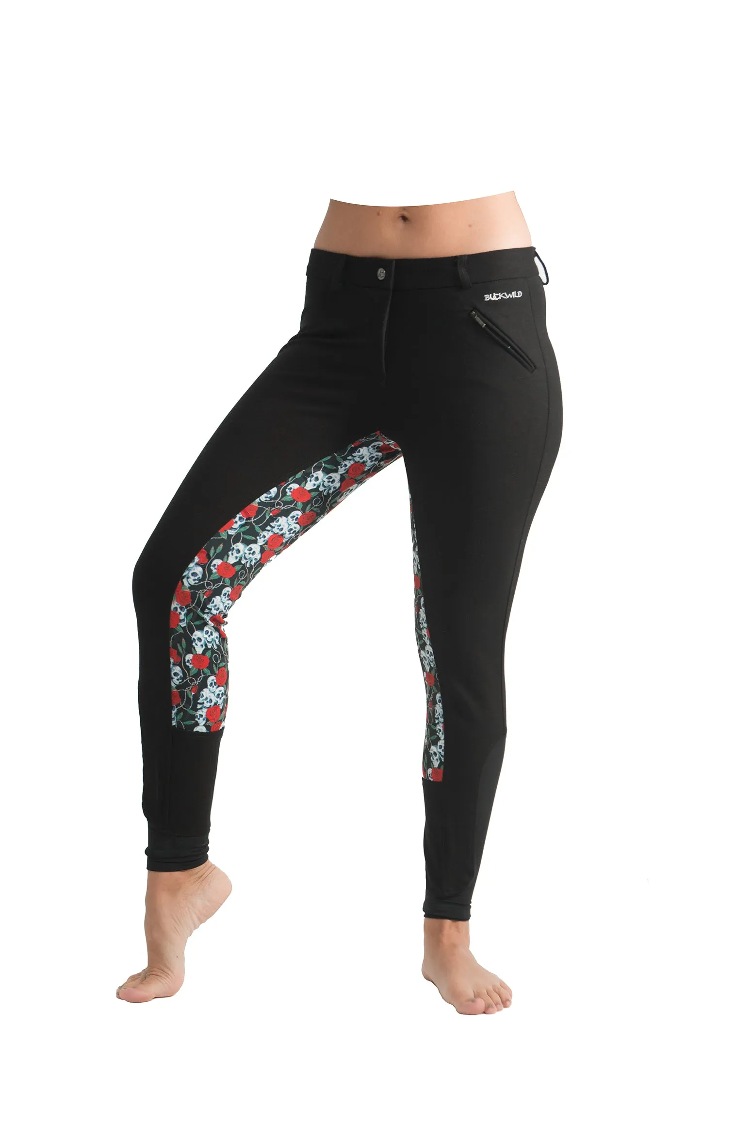 Signature Mid-Waist Breech | Black   Skulls and Roses