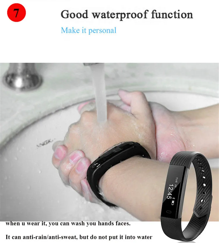 Smart Bracelet Fitness Tracker Step Counter Activity Monitor Band Alarm Clock Vibration Wristband for iphone Android phone