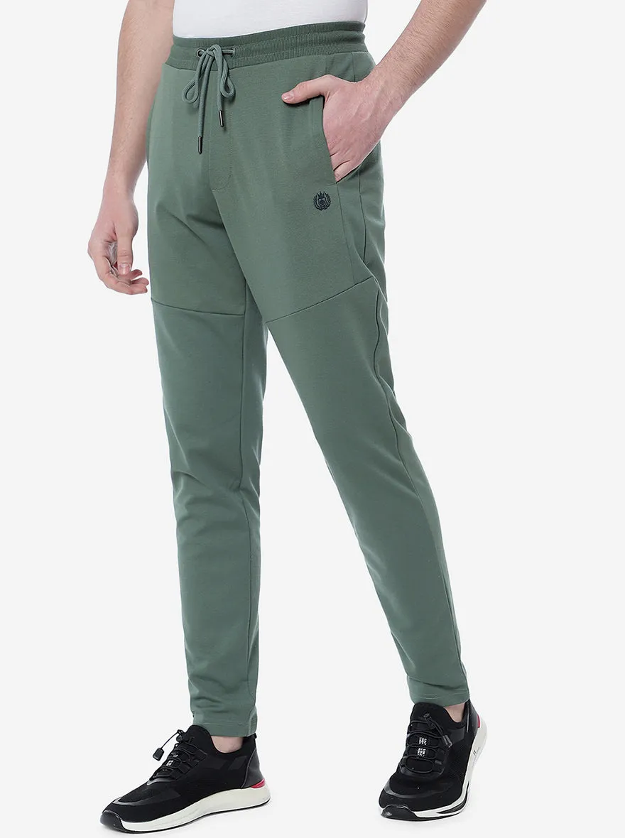 Spruce Green Solid Slim Fit Track Pant | Greenfibre