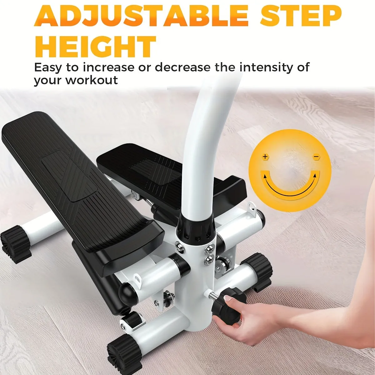 Stair stepper with handle - Mini stepper with 300 lb load capacity, hydraulic fitness stepper with LCD display