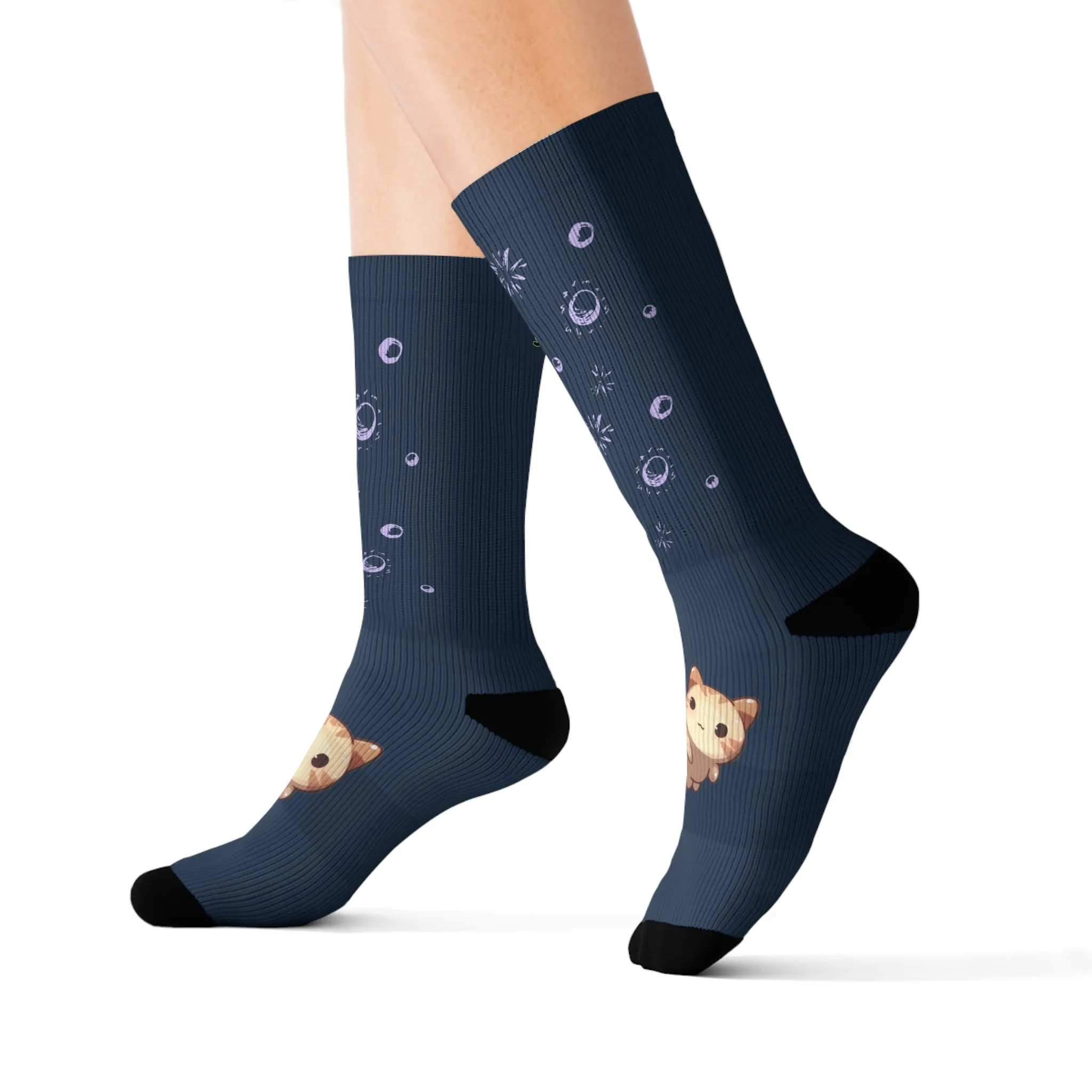 Starry Fluff's - Cosmo Cat in Space Fun Novelty Socks