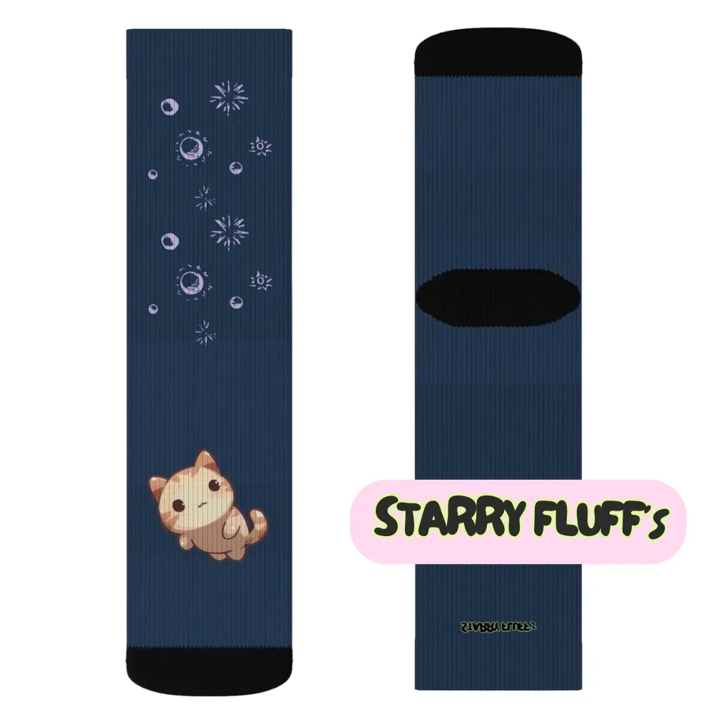 Starry Fluff's - Cosmo Cat in Space Fun Novelty Socks