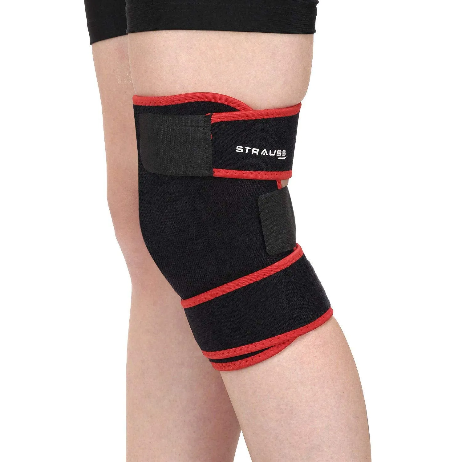 STRAUSS Adjustable Knee Support, Ankle Support, Free Size (Black, Large)