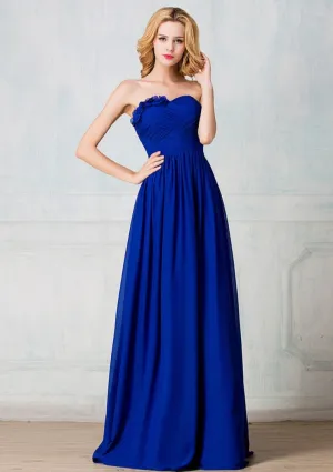 Sweetheart strapless full-length chiffon long prom dress