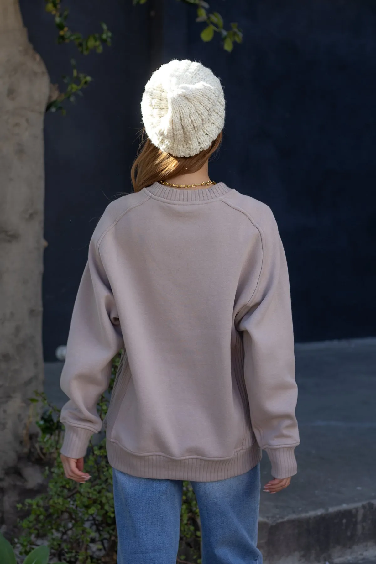 Taupe Fleece French Terry Sweatshirt