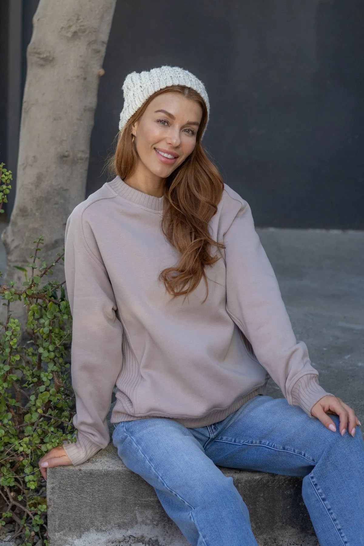 Taupe Fleece French Terry Sweatshirt