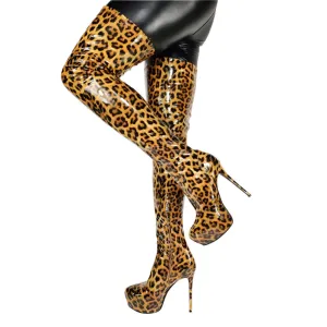 TEEK - Shiny Thigh High Wild Patent Boots