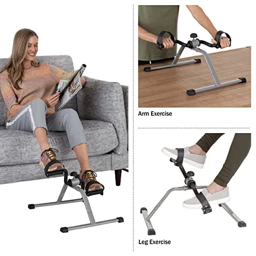 Under-Desk Stationary Bike - Indoor Below-Desk Exercise Pedal Fitness Machine for Legs, Physical Therapy, and Calorie Burn by Wakeman (Black and Gray)