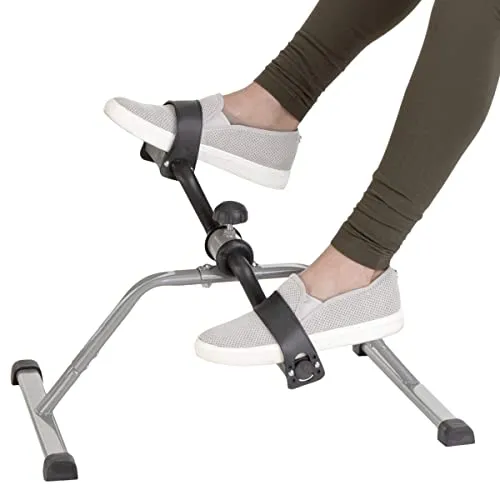 Under-Desk Stationary Bike - Indoor Below-Desk Exercise Pedal Fitness Machine for Legs, Physical Therapy, and Calorie Burn by Wakeman (Black and Gray)