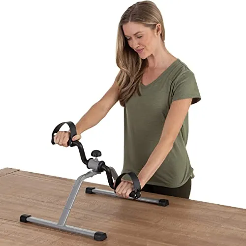 Under-Desk Stationary Bike - Indoor Below-Desk Exercise Pedal Fitness Machine for Legs, Physical Therapy, and Calorie Burn by Wakeman (Black and Gray)