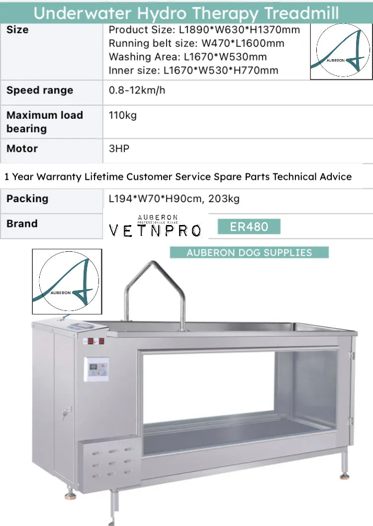 Underwater Hydrotherapy Treadmill 3HP VPER480H12 w/ Entry Ramp   interactive HANDLER Assist Pro Clinic Commercial earning potential