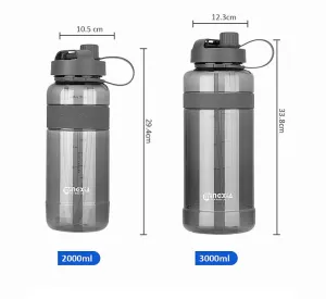 Water Bottle Large Capacity Plastic Water  with Straw Men and Women Outdoor Portable Space Bottle Sports Kettle 2000ml Cup