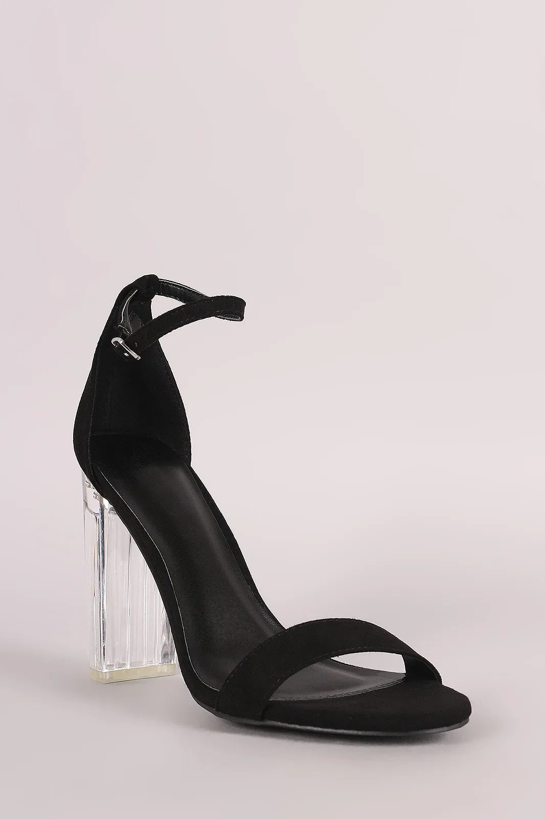 Wild Diva Lounge Ankle Strap Open Toe Perspex Heel