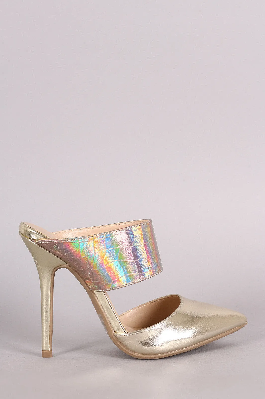 Wild Diva Lounge Hologram Two-Piece Pointy Toe Stiletto Pump