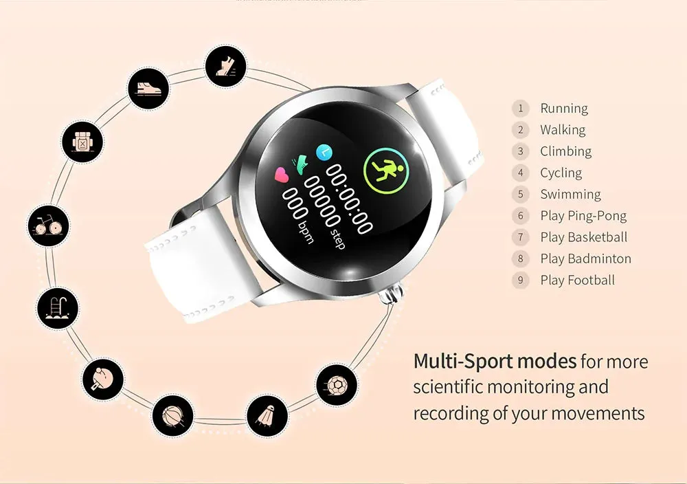 Women IP68 Waterproof Smart Watch