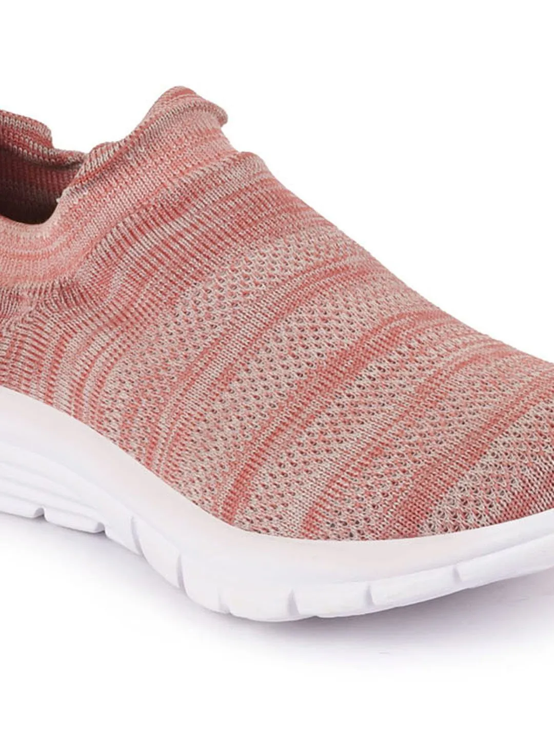 Women Light Pink Knitted Sports Walking Shoes