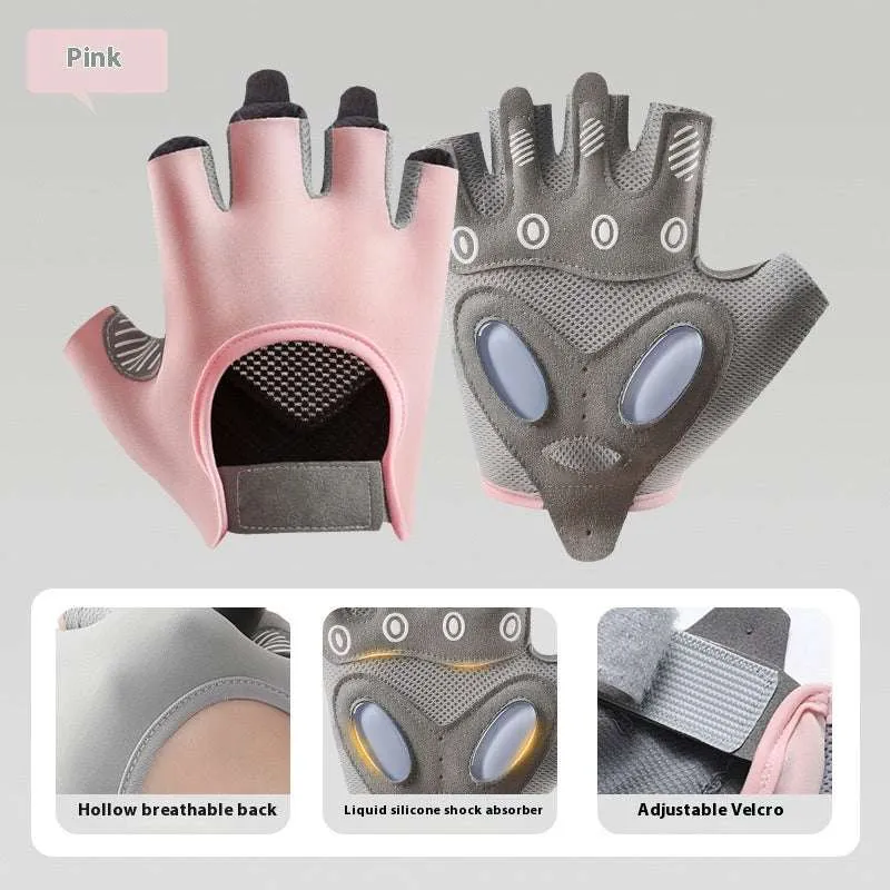 Women's Half Finger Training Thickened Liquid Silicone Fitness Gloves