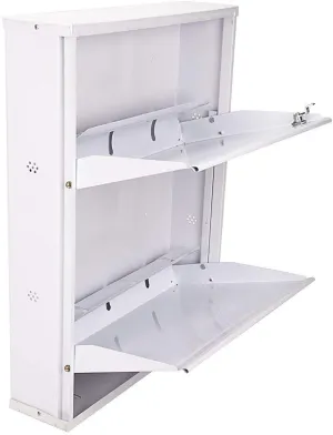 ZOSHOMI Orril Powder Coated 21" 2 Door Steel Shoe Rack - Full White (Make in India)-MADE IN INDIA